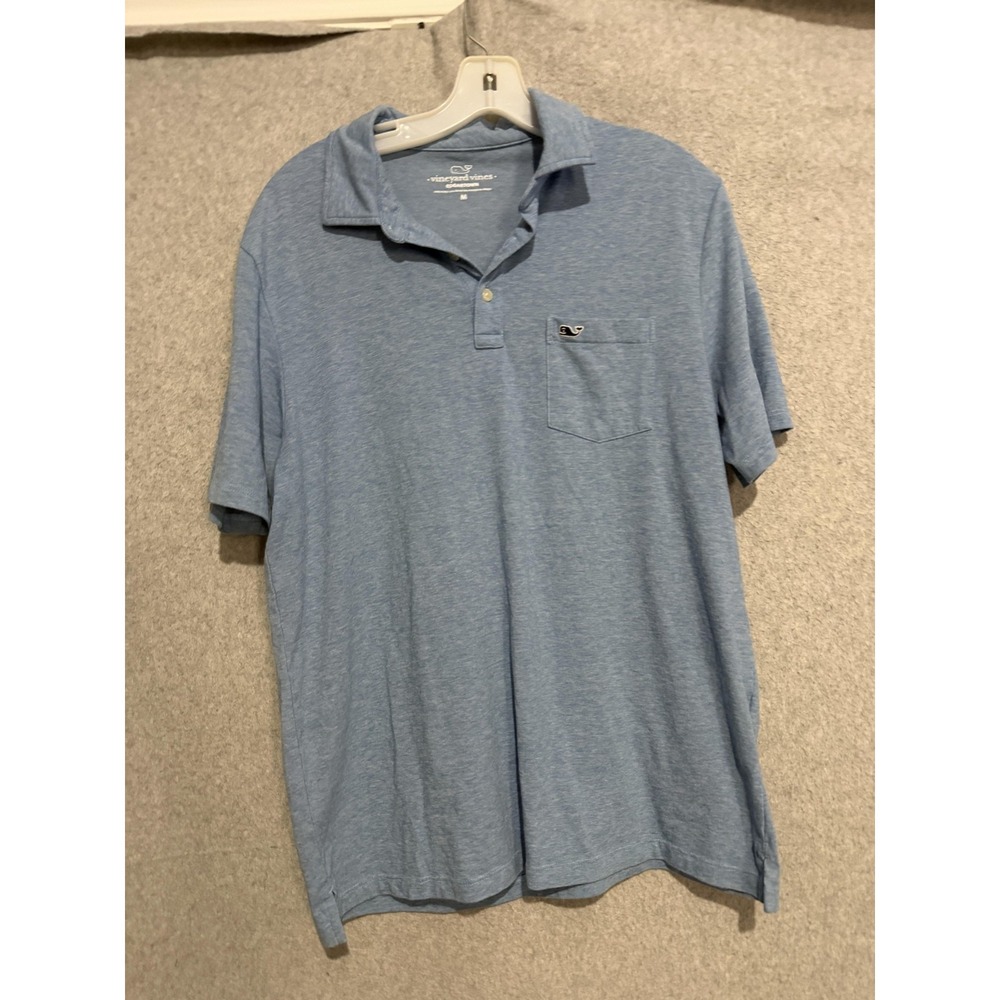 Vineyard Vines Edgartown Polo Shirt Mens M Blue Pocket Stretch Short Sleeve Knit